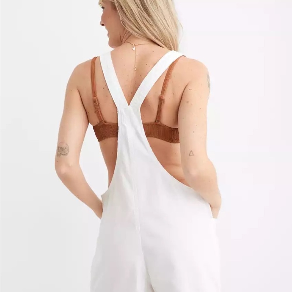aerie White Overall-Style Shorts
